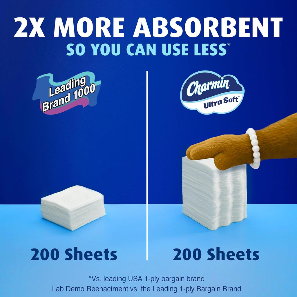 Charmin Ultra Soft Mega Toilet Paper, 2-ply, White, 208 Sheets/Roll, 12 Rolls/Pack