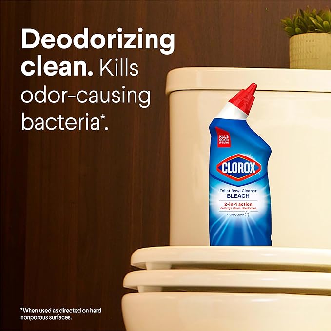 Clorox, Toilet Bowl Cleaner with Bleach, Rain Scent, 24 oz, 2/Pack