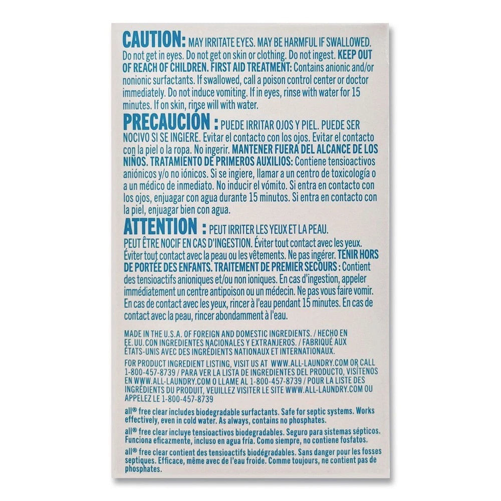All, Laundry Detergent, Unscented, Vend-Box, 100/Case