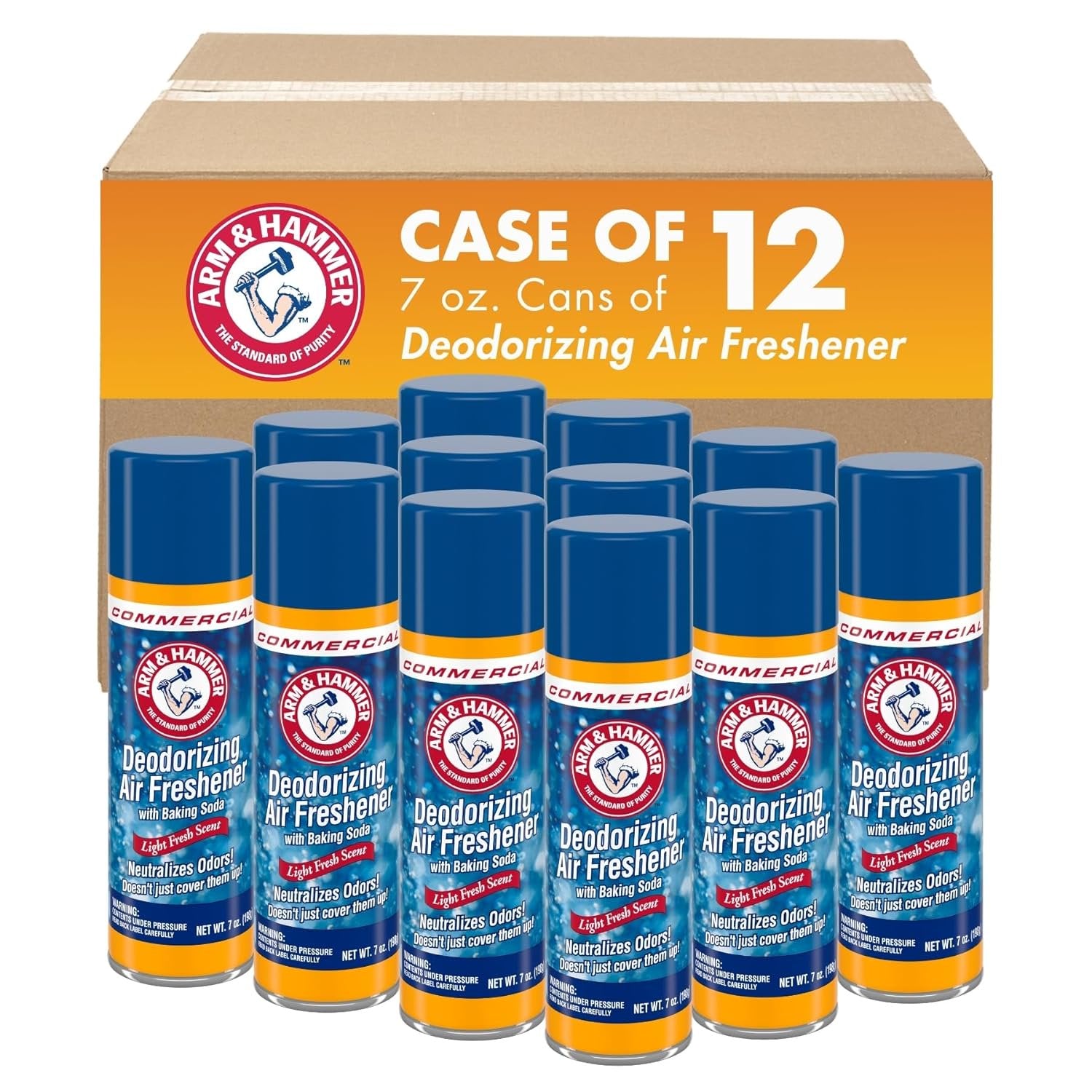 Arm & Hammer, Deodorizing Baking Soda Air Freshener, Light Fresh, 7 Oz Aerosol, 12/Case