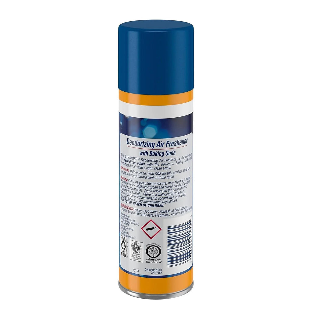 Arm & Hammer, Deodorizing Baking Soda Air Freshener, Light Fresh, 7 Oz Aerosol, 12/Case