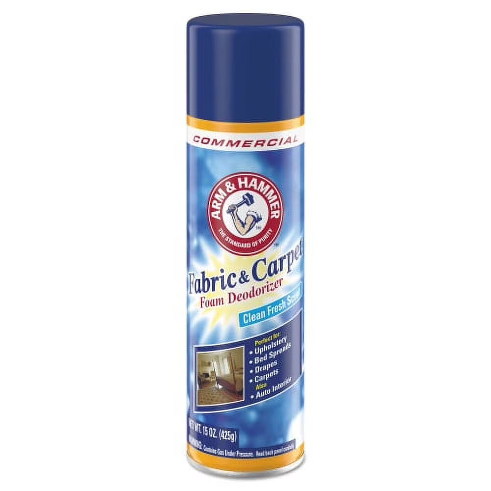 Arm & Hammer, Fabric And Carpet Foam Deodorizer, Fresh Scent, 15 Oz Aerosol, 8/Case