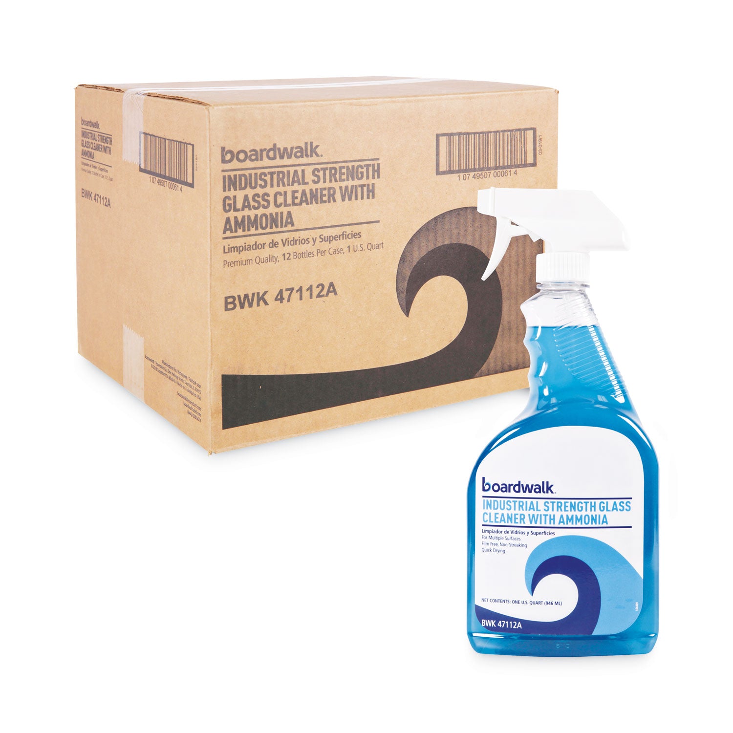 Boardwalk, Glass Cleaner With Ammonia, 32 Oz Trigger Spray, 12/Case