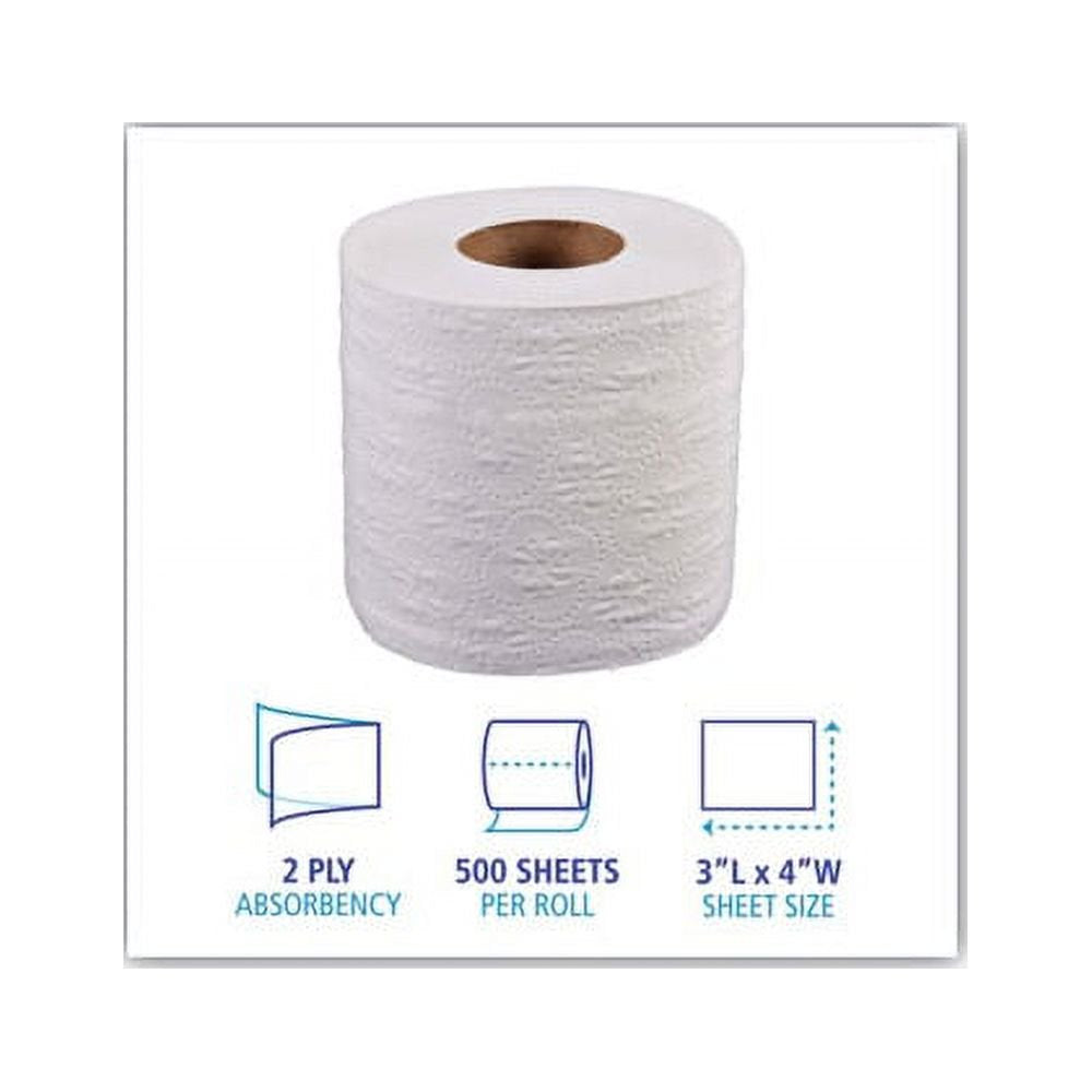 Boardwalk Standard, Toilet Paper, 500 Sheets/Roll, 96 Rolls/Case, 4" x 3"
