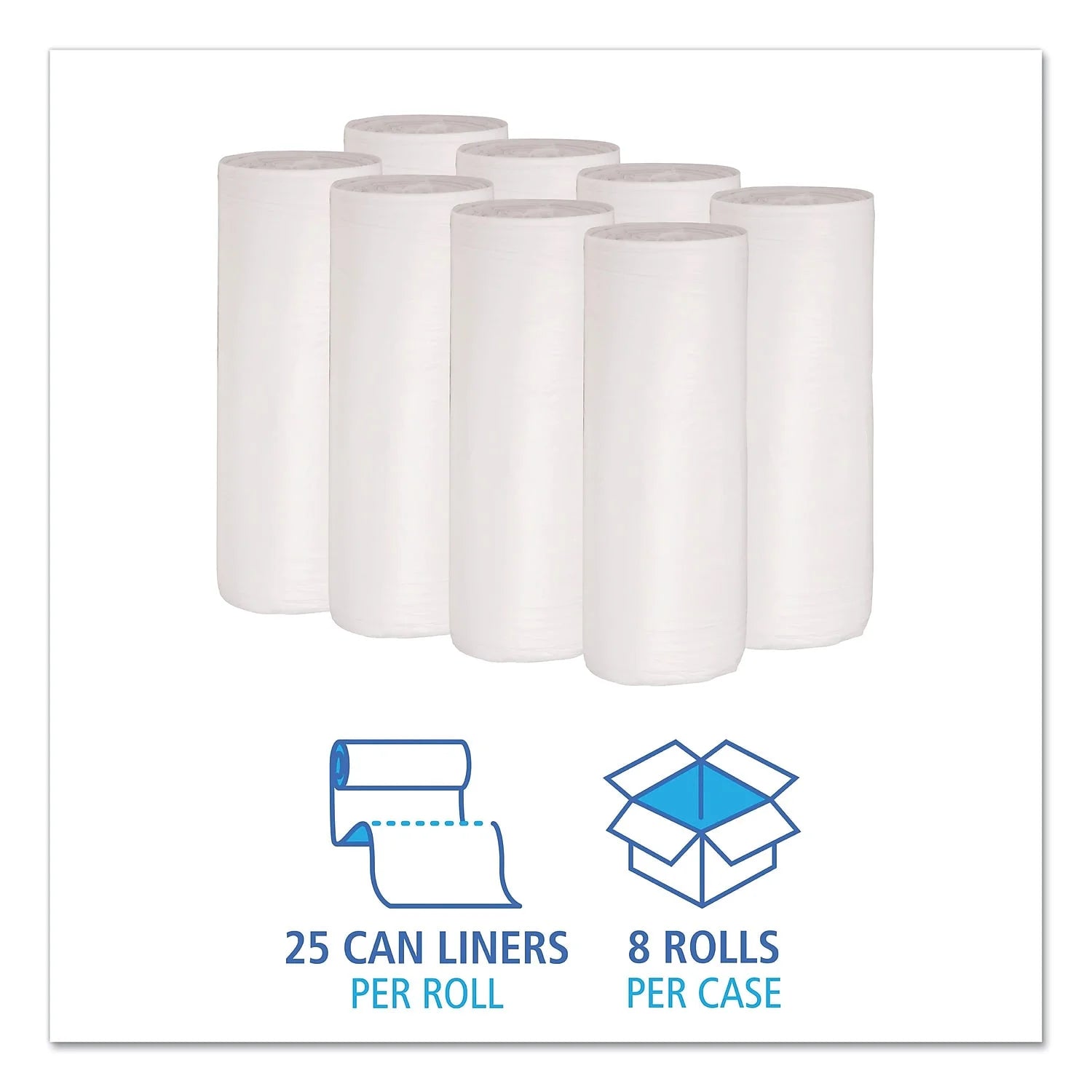 Boardwalk, Trash Bag, Low-Density, 30 Gal, 25 Bags/Roll, 8 Rolls/Case