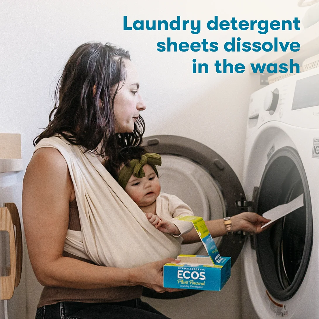 ECOS PRO Laundry Detergent Sheets with Stain Fighting Enzymes, Magnolia & Lily, 50/Pack