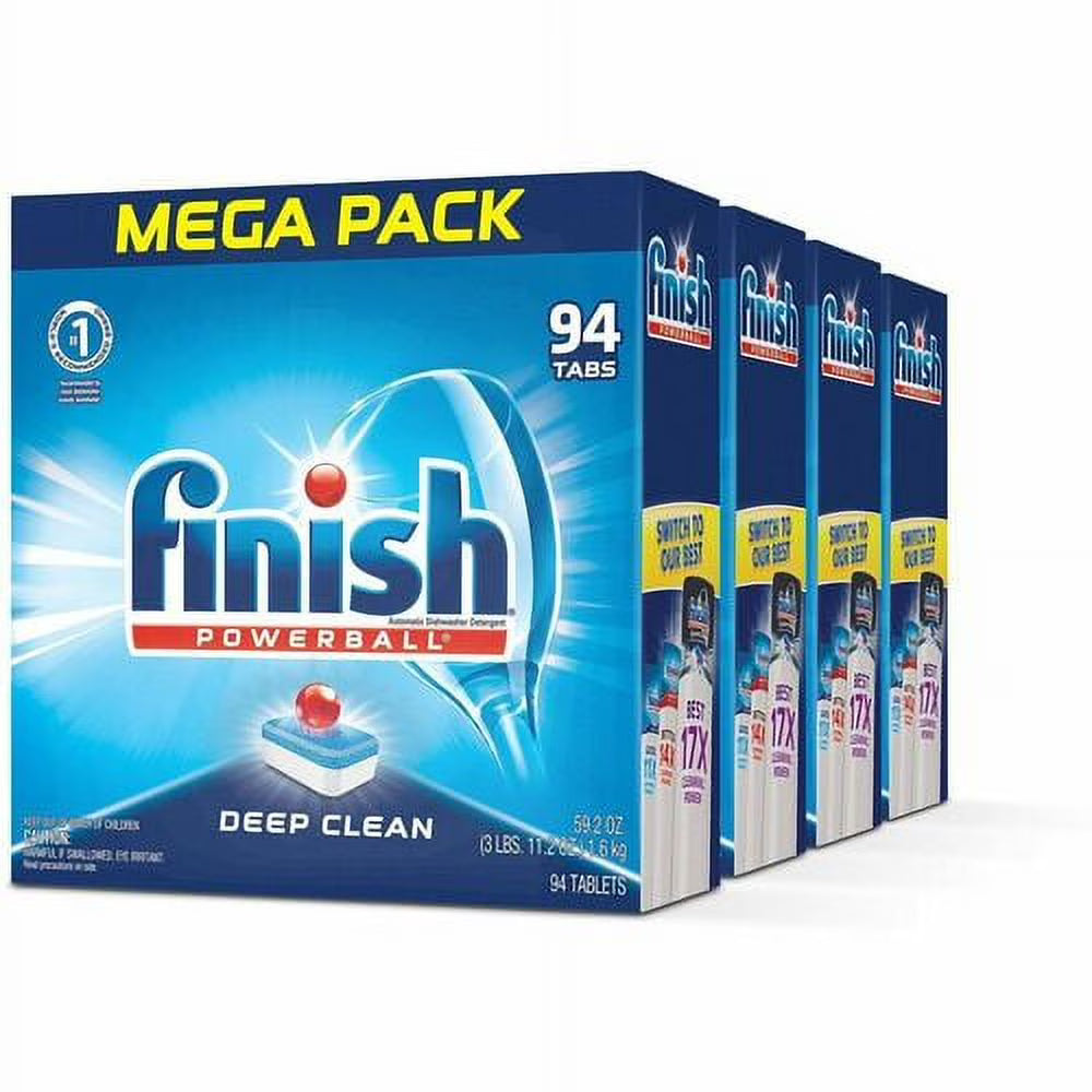 Finish Powerball, Dishwasher Detergent Tabs, Fresh Scent, 94/Box, 4 Boxes/Case