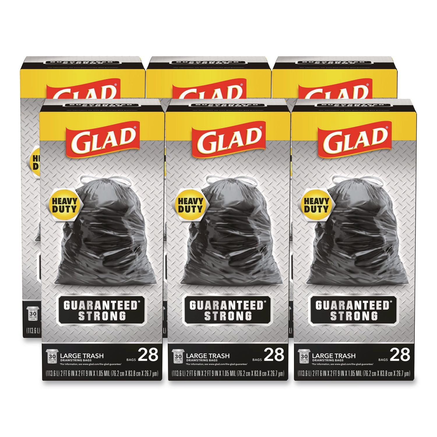 Glad Strong, Drawstring Trash Bags, 30 Gallon, 168/Case
