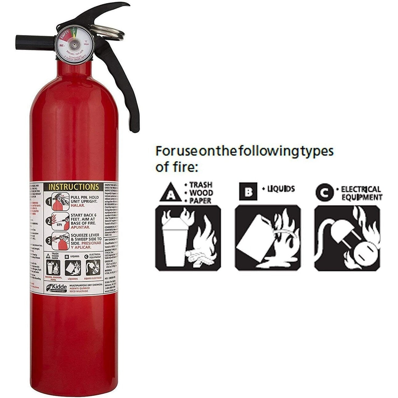 Kidde, Home Fire Extinguisher, 1-A, 10-B, 2.5 Lb