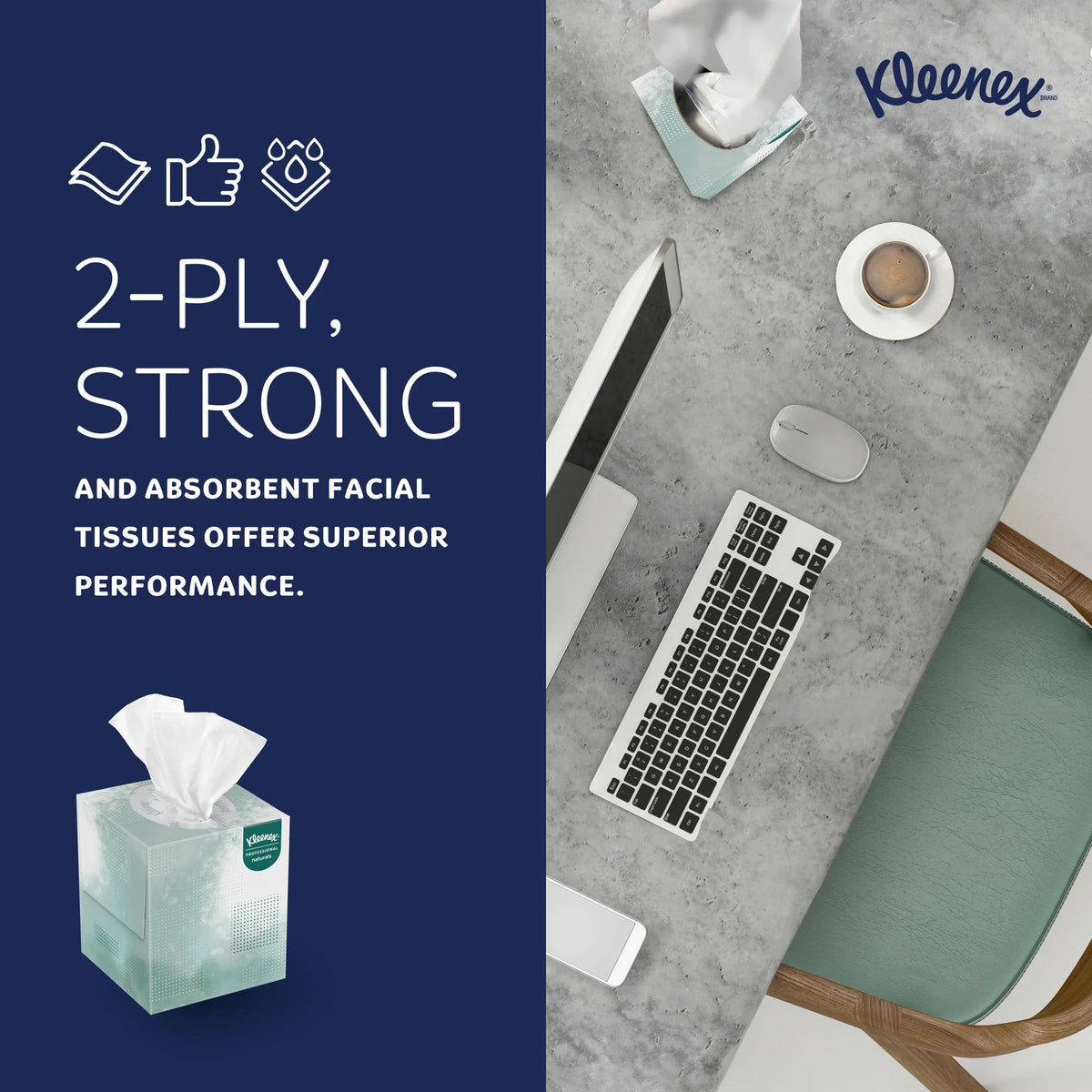 Kleenex, Facial Tissue, Cube Box, 36 Boxes/Case