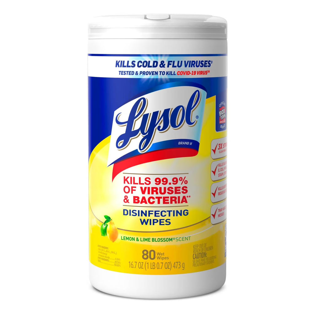 Lysol Disinfecting Wipes, Lemon/Lime, 6/Case