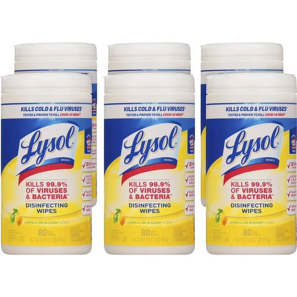 Lysol Disinfecting Wipes, Lemon/Lime, 6/Case
