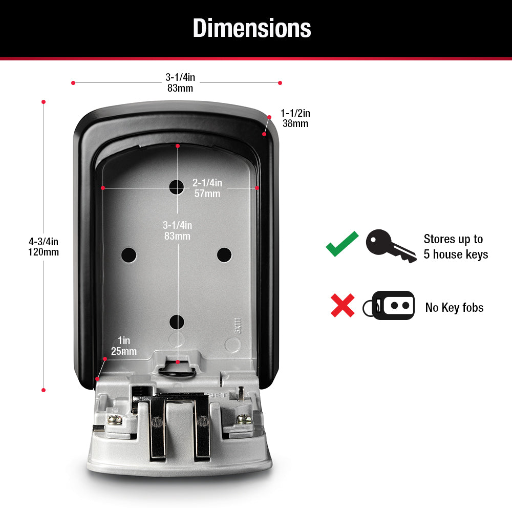 Master Lock, Wall Mount, Locking Combination 5 Key Steel Box