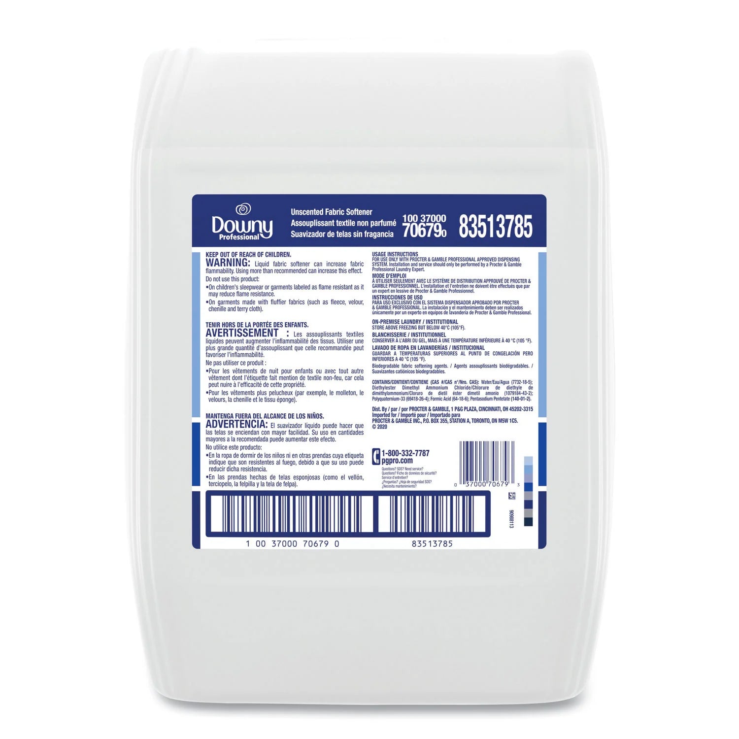 P&G, Downy Professional, Unscented Fabric Softener, 5 Gal, Closed Loop Container