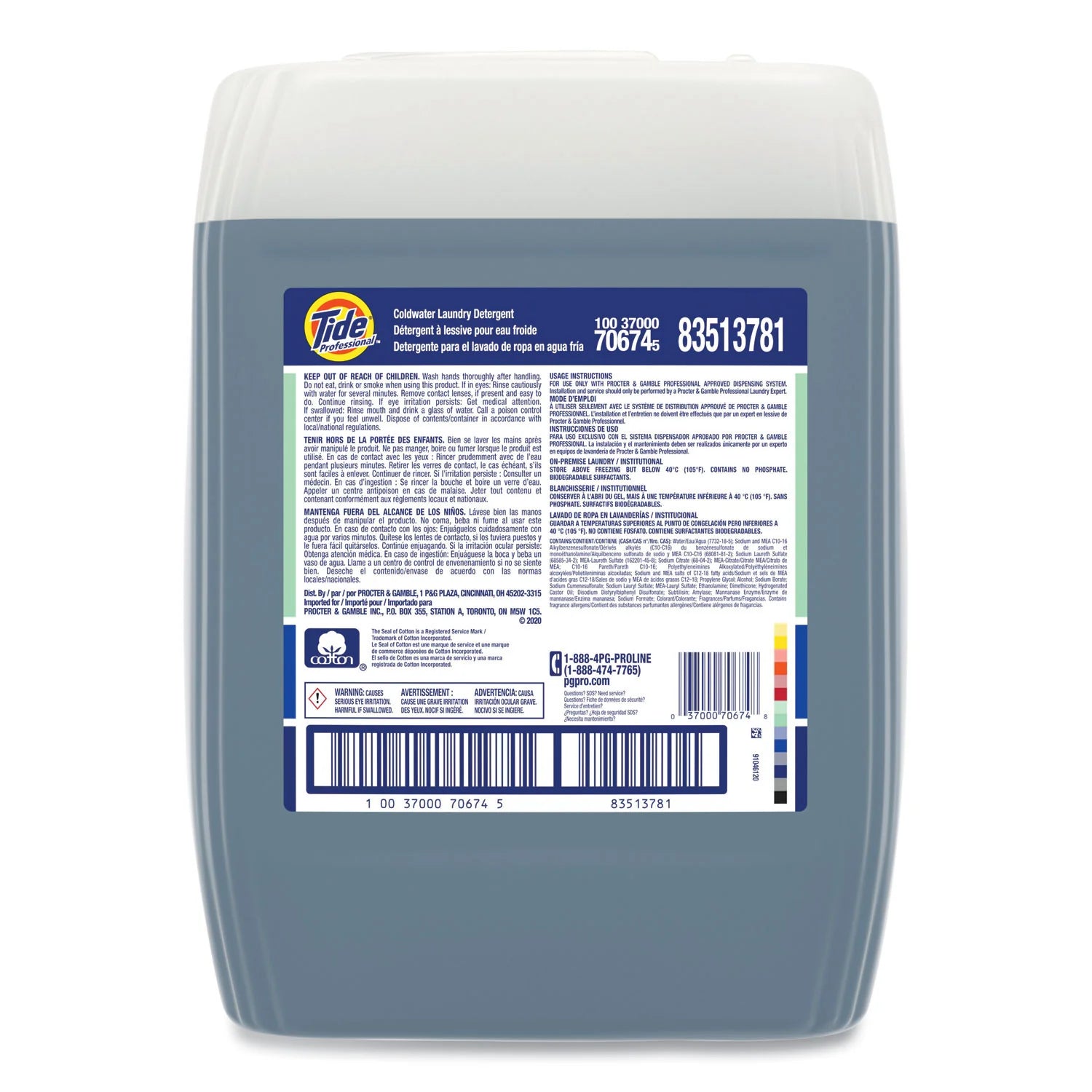 P&G, Tide Coldwater Laundry Detergent, Tide Orig Scent, 5 Gal, Closed Loop Container