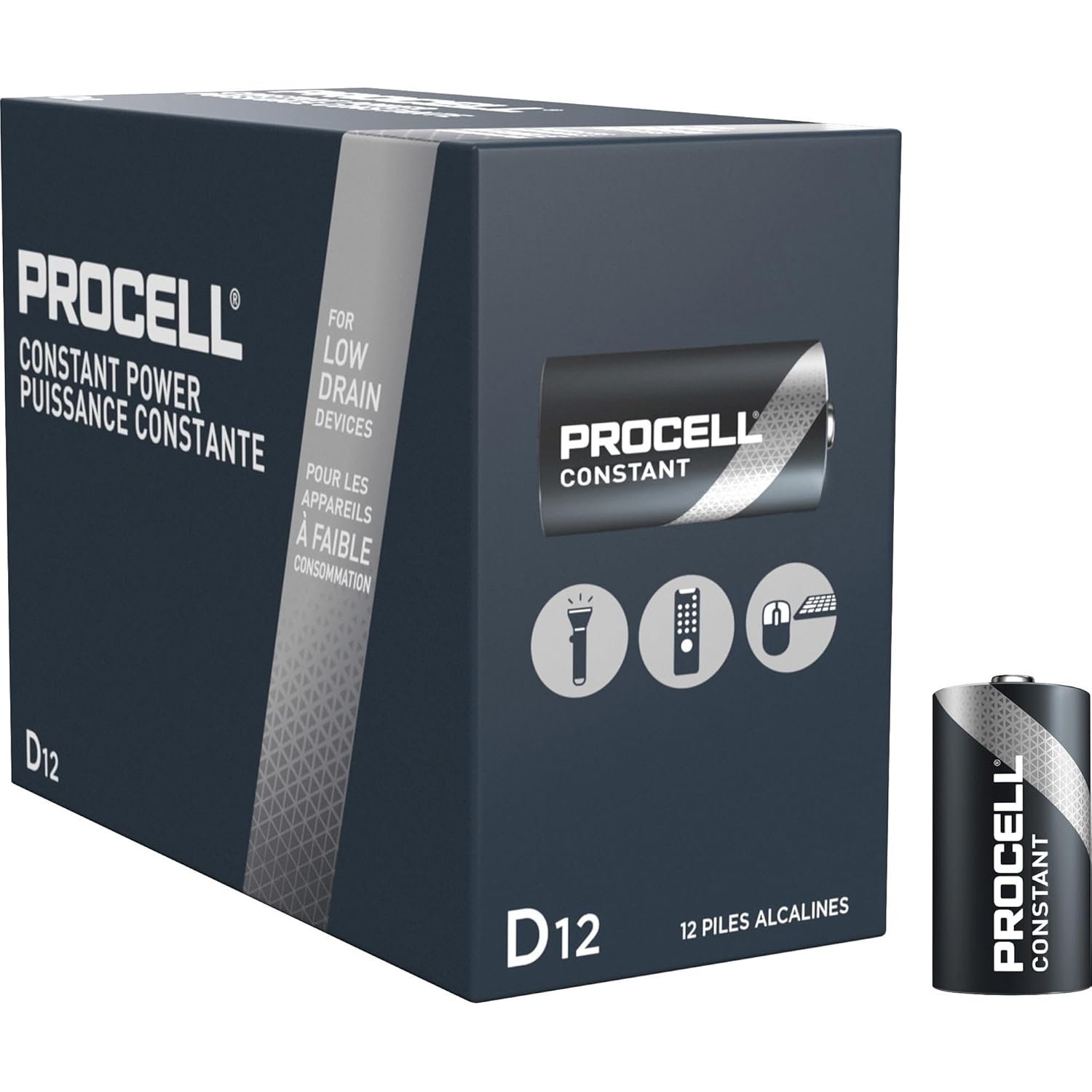 Procell Alkaline D Batteries, 12/Box