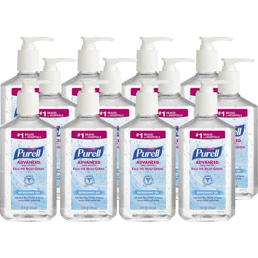 Purell Hand Sanitizer, 12 oz Pump Bottle, Clean Scent, 12/Case