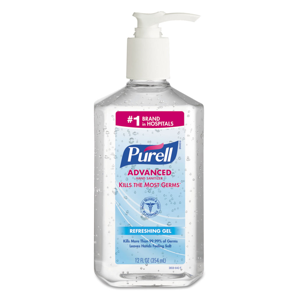 Purell Hand Sanitizer, 12 oz Pump Bottle, Clean Scent, 12/Case