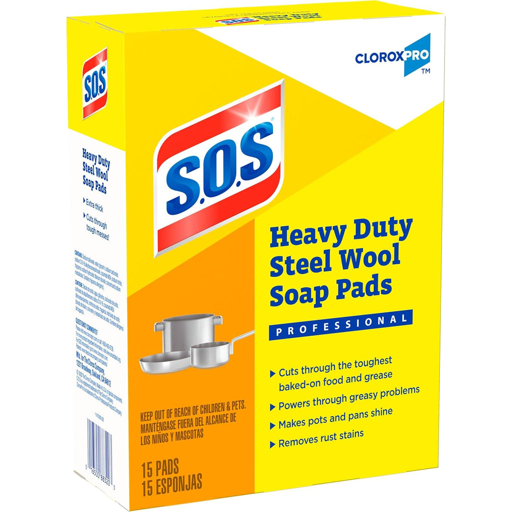 S.O.S., Steel Wool Soap Pad, 15 Pads/Box, 12 Boxes/Case