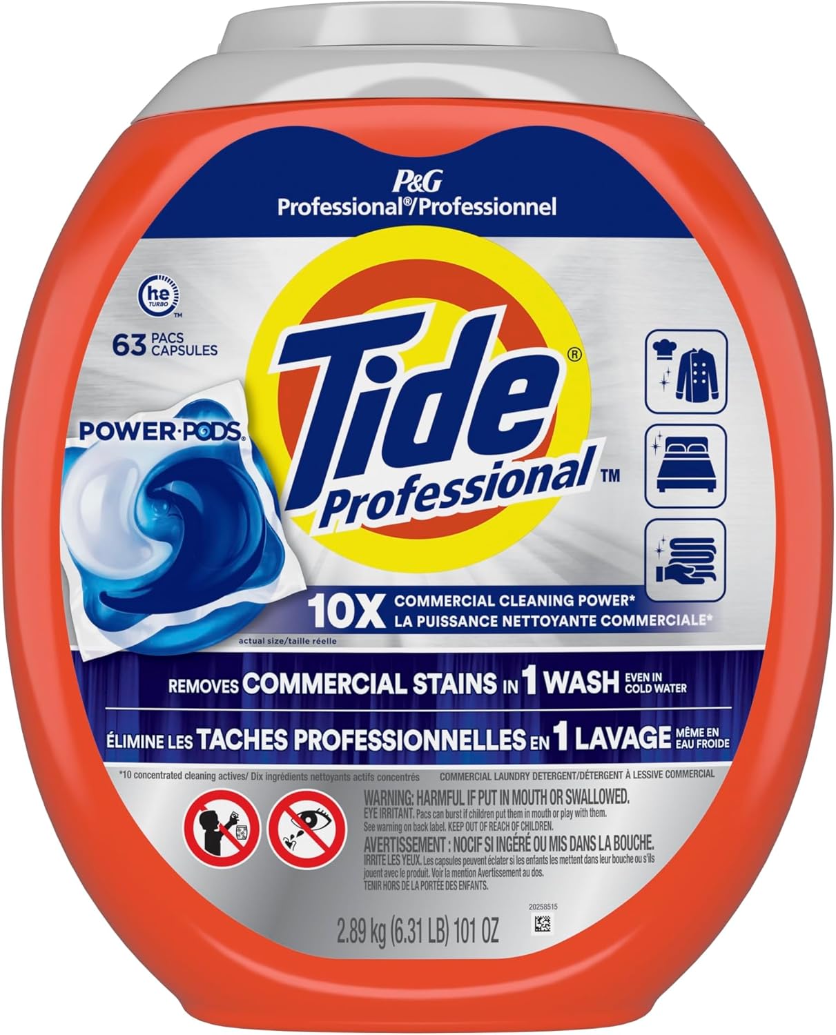 Tide Professional, He Laundry Detergent Pods, 63 Pods/Tub, 4 Tubs/Case