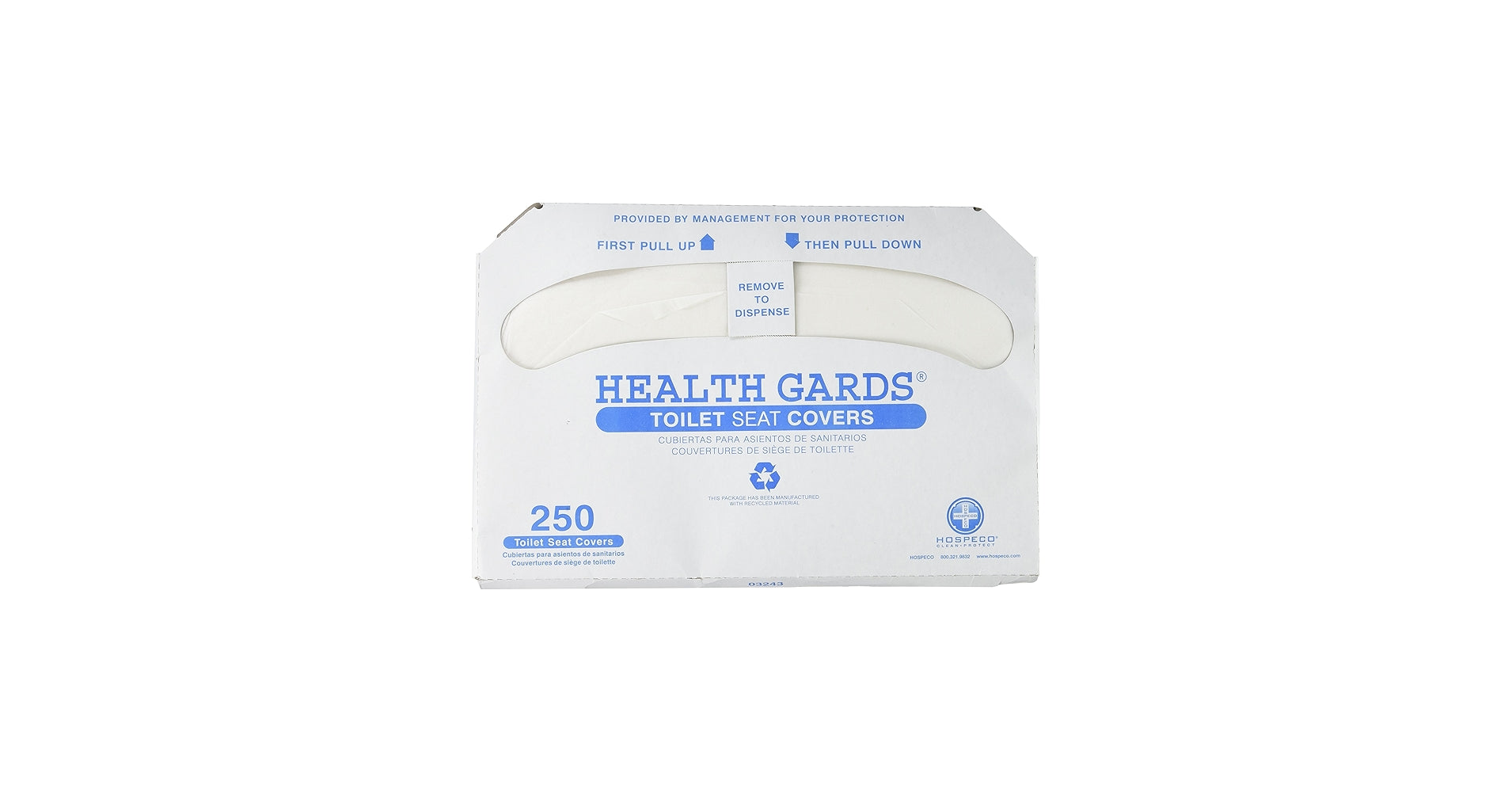 Toilet Seat Covers, White, 250/Pack, 10 Boxes/case