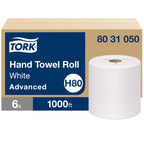 Tork Advanced Hand Towel Roll, Notched, 1-Ply, 8 x 10, White, 6 Rolls/Case
