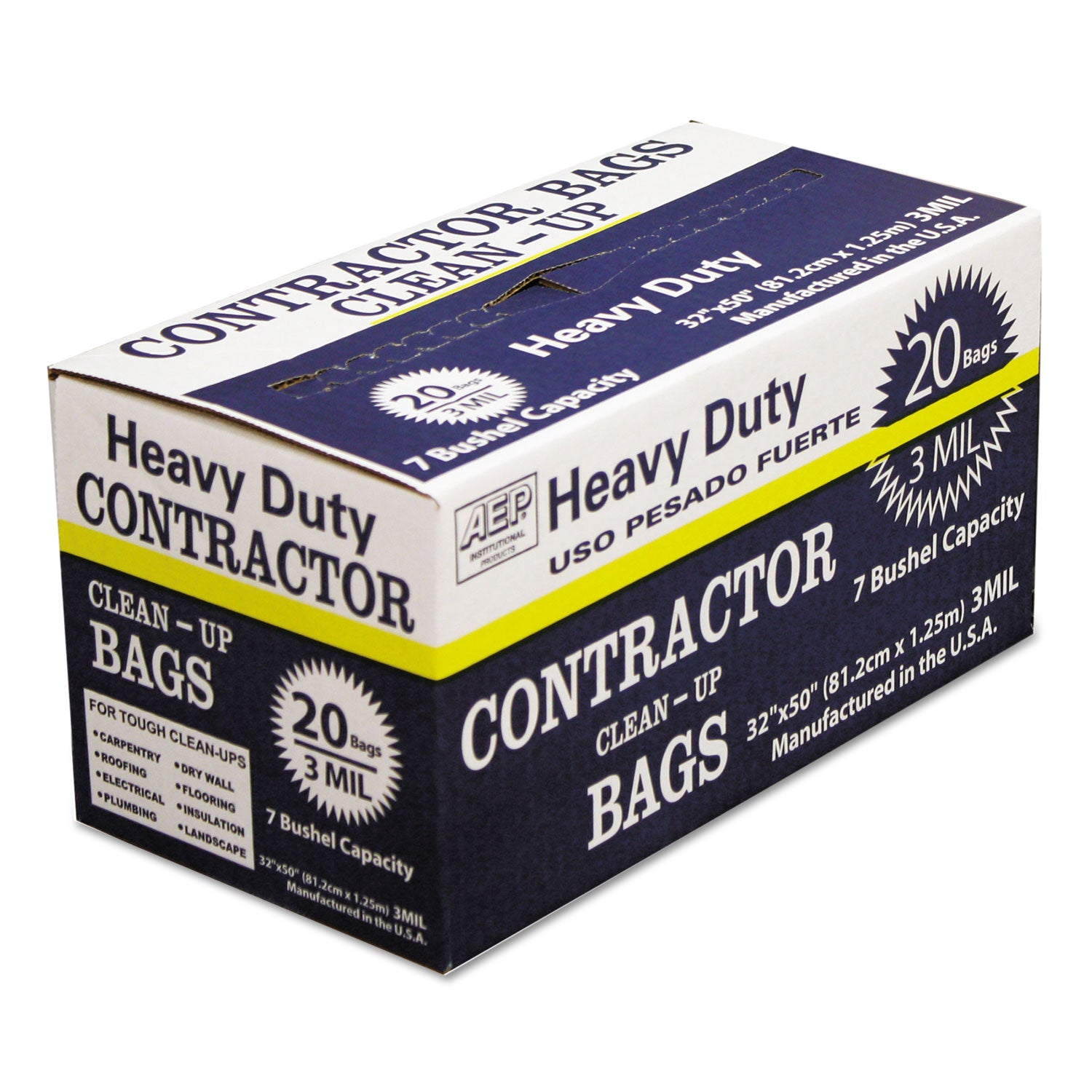 Trash Bag, Heavy-Duty Contractor, 60 gal, 20 Bags/Case