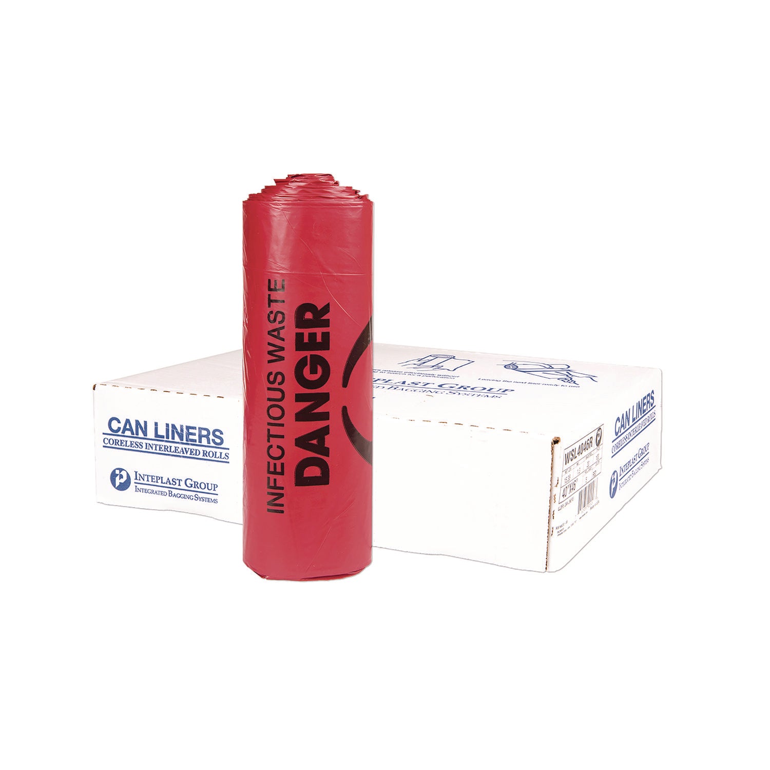 Trash Bag, Infectious Waste Biohazard, 33 Gal, 25/Roll, 6 Rolls/Case
