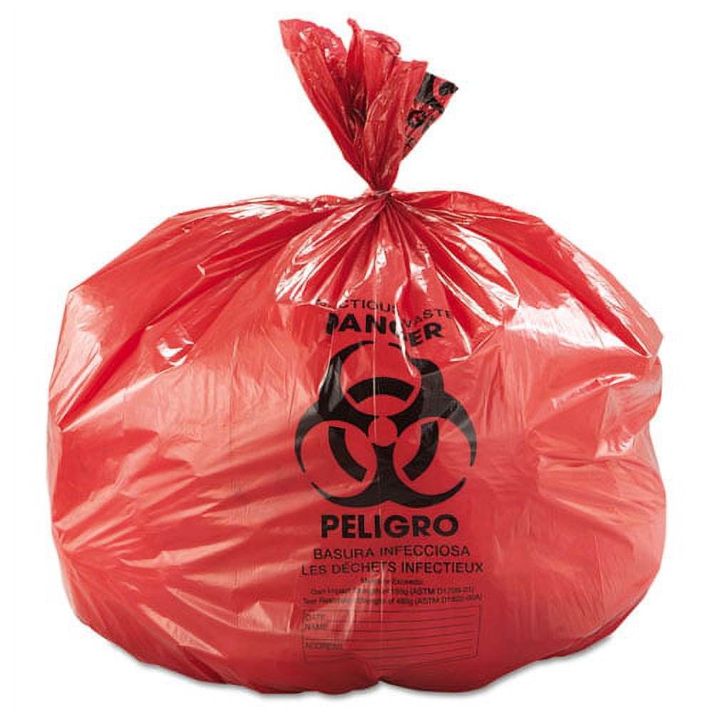 Trash Bag, Infectious Waste Biohazard, 45 Gal, 20/Roll, 5 Rolls/Case