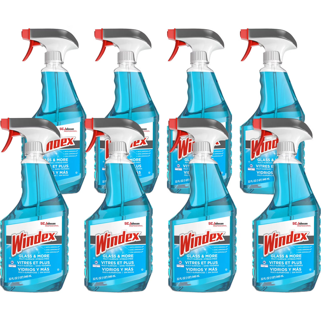 Windex Glass & More Multi-Surface Cleaner Spray Bottle,, 32 oz, 8/Case