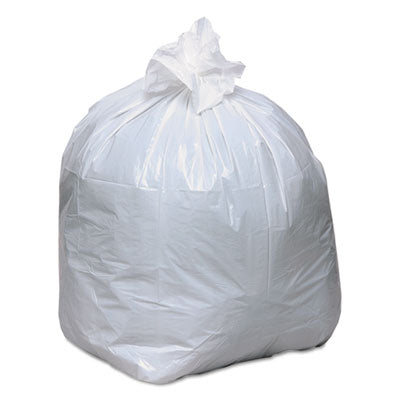 Trash bag, Earthsense Commercial Linear-Low-Density Recycled Tall Kitchen Bags, Open-Face, 13 gal, 24" x 33", White, 15 Bags/Roll, 10 Rolls/Case