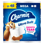 Charmin Ultra Soft Mega Toilet Paper, 2-ply, White, 208 Sheets/Roll, 12 Rolls/Pack