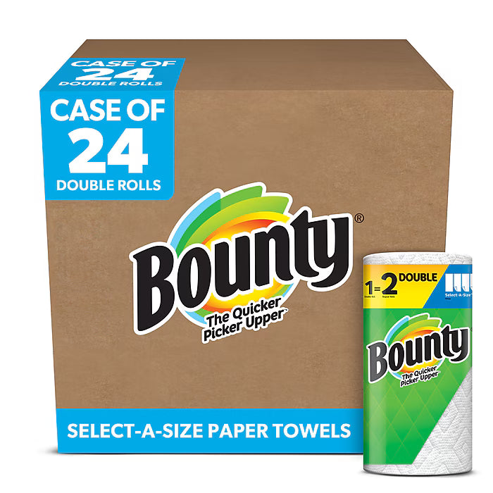 Bounty Select-A-Size Double Roll Paper Towels, 2-ply, 82 Sheets/Roll, 24 Rolls/Pack