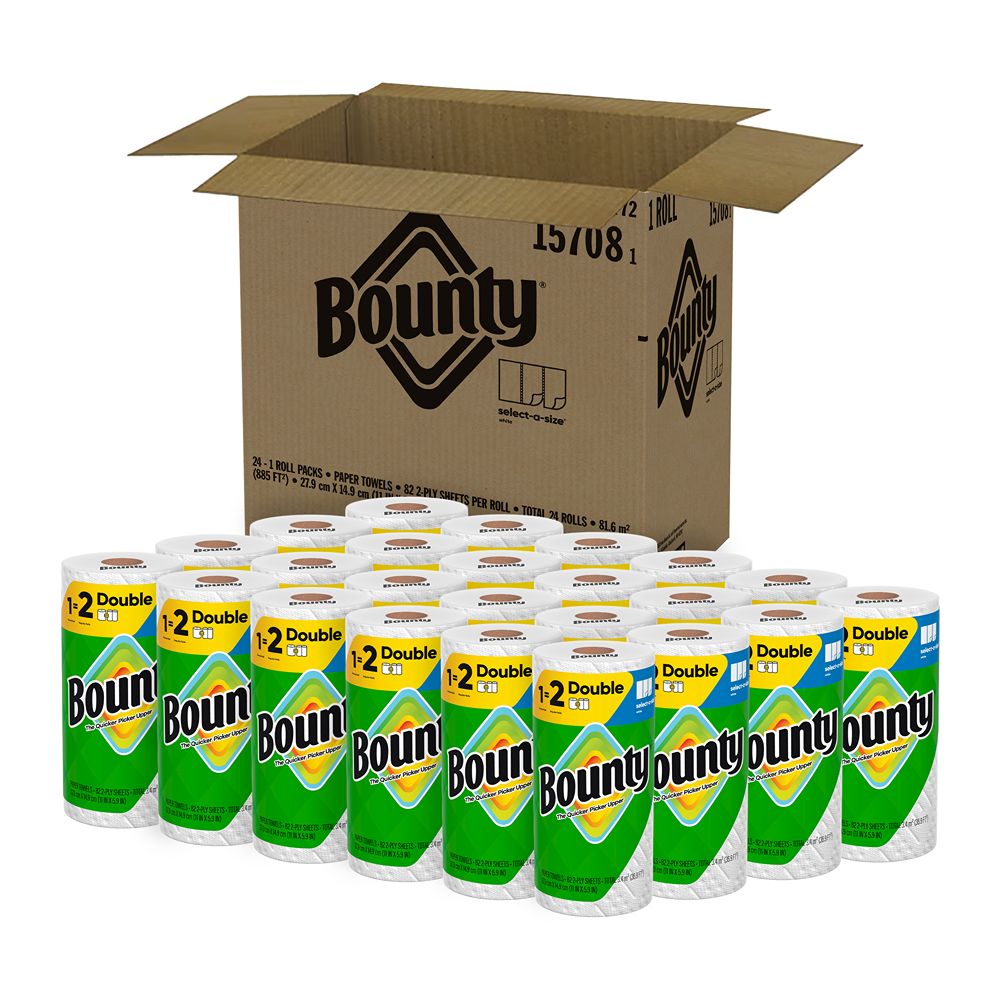 Bounty Select-A-Size Double Roll Paper Towels, 2-ply, 82 Sheets/Roll, 24 Rolls/Pack