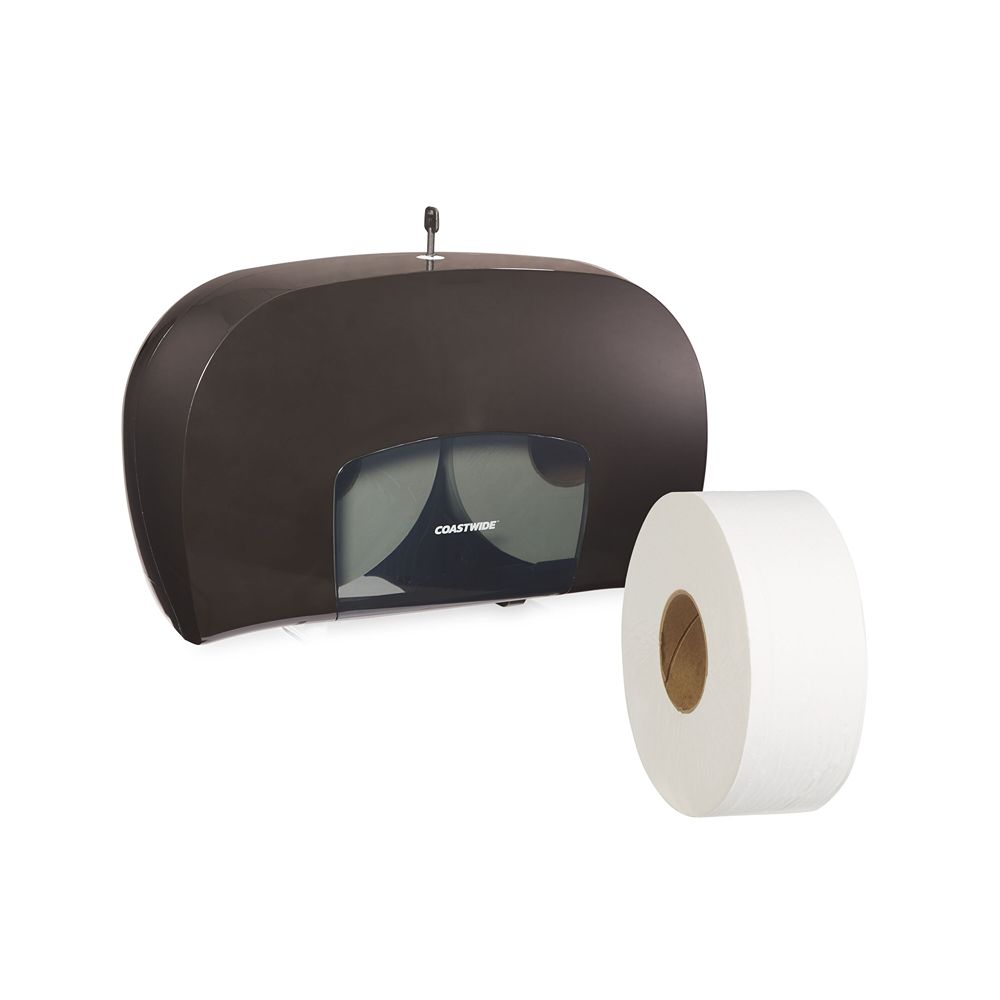 Coastwide Professional Twin Jumbo Roll Toilet Paper Dispenser, Black