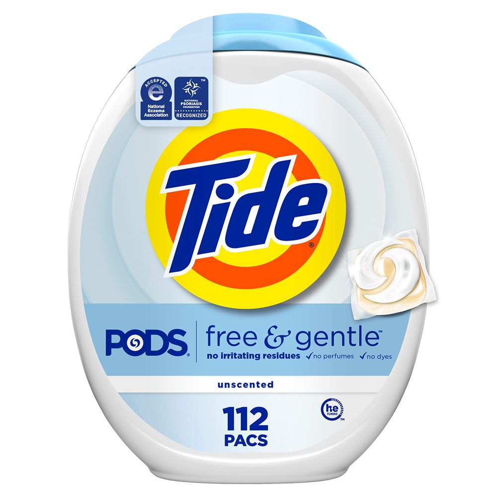 Tide PODS Free & Gentle HE Laundry Detergent Capsules, 83 oz., 112 Capsules/Pack