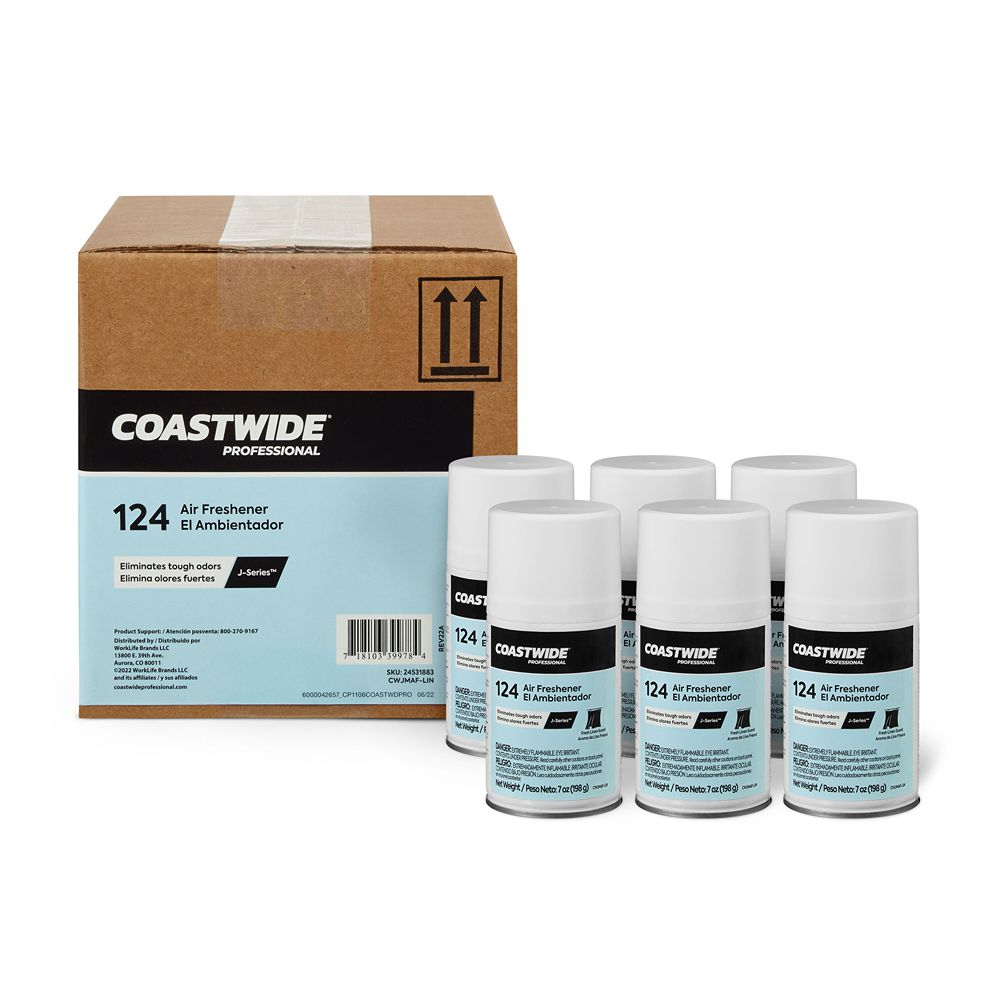 Coastwide Professional™ Aerosol Air Freshener Refill, Fresh Linen Scent, 7 oz, 6/Case