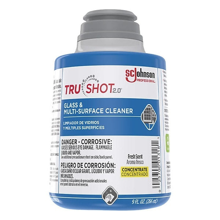 SC Johnson Profesional TruShot 2.0 Glass & Multi-Surface Cleaner, Clean Fresh Scent, 9 oz, 4/Pack