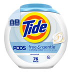 Tide PODS Free & Gentle HE Laundry Detergent Capsules, 56 oz., 76 Capsules/Pack