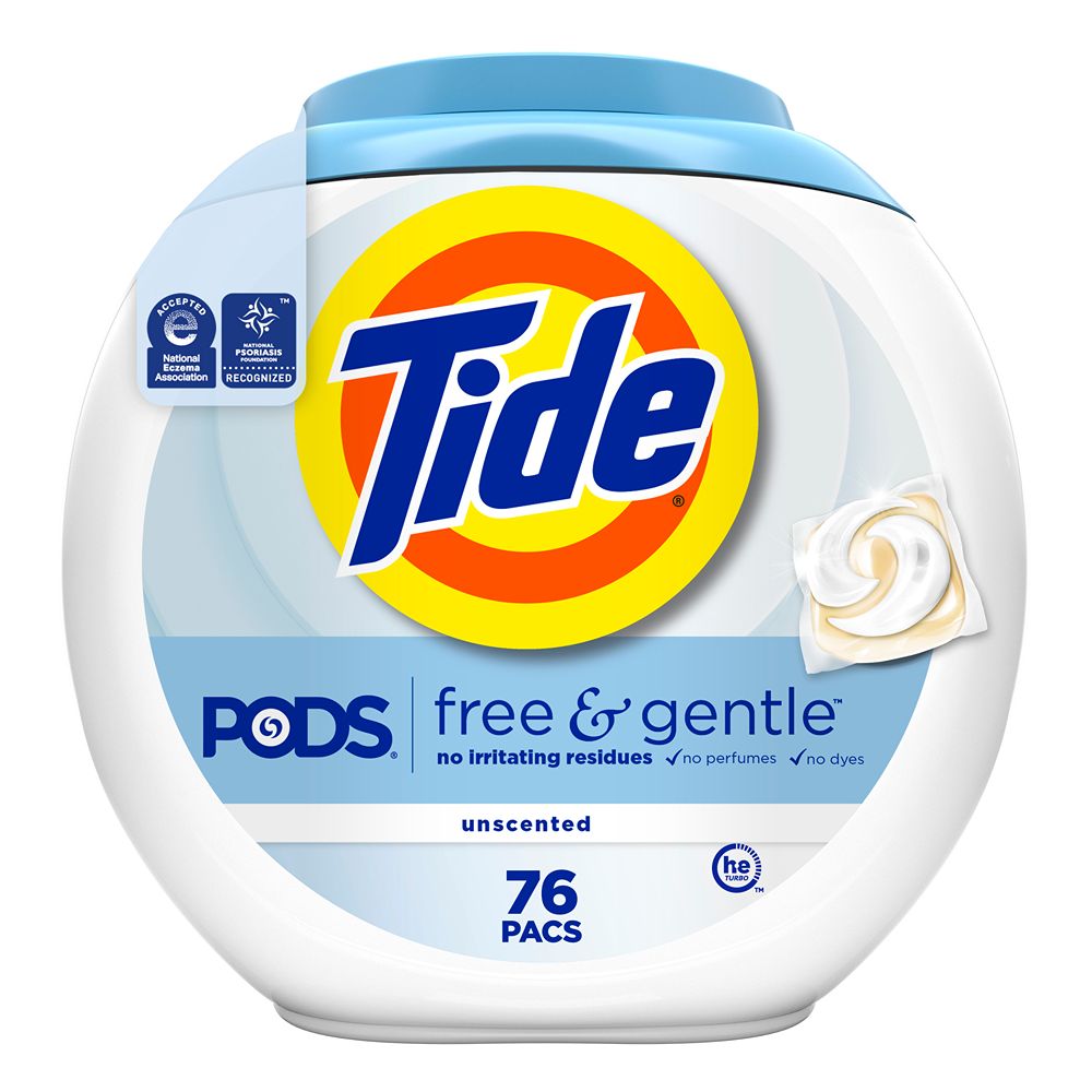 Tide PODS Free & Gentle HE Laundry Detergent Capsules, 56 oz., 76 Capsules/Pack