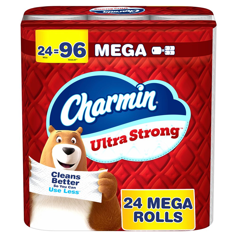 Charmin Ultra Strong Mega Toilet Paper, 2-Ply, White, 220 Sheets/Roll, 24 Rolls/Case