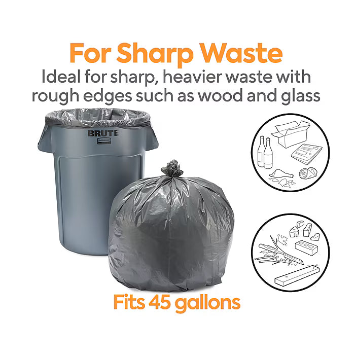 Coastwide Professional™ 40-45 Gallon Trash Bag, 40" x 46", Low Density, 1.5 mil, Black, 100 Bags/Box