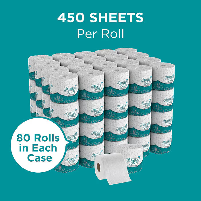Angel Soft Professional Series Recycled Toilet Paper, 2-ply, White, 450 Sheets/Roll, 80 Rolls/Case