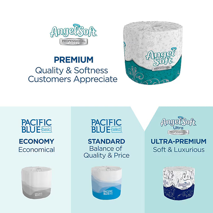 Angel Soft Professional Series Recycled Toilet Paper, 2-ply, White, 450 Sheets/Roll, 80 Rolls/Case