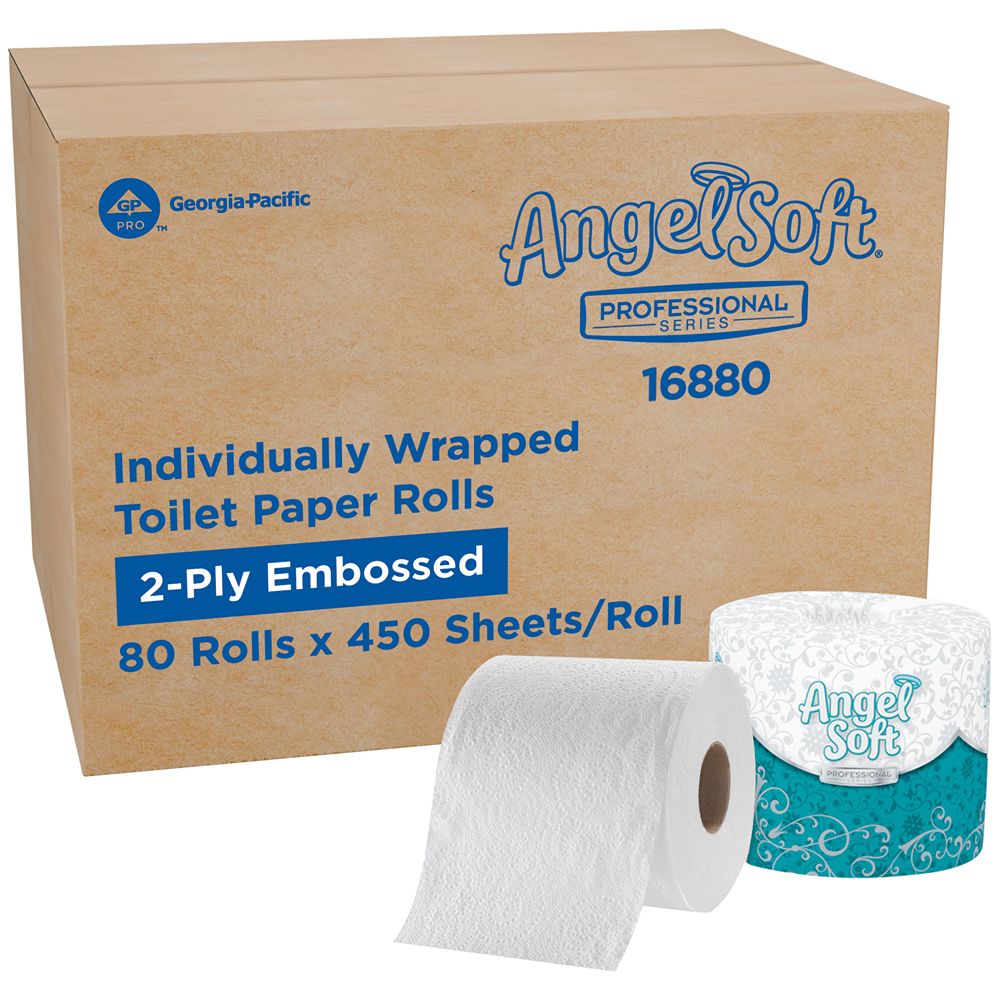Angel Soft Professional Series Recycled Toilet Paper, 2-ply, White, 450 Sheets/Roll, 80 Rolls/Case