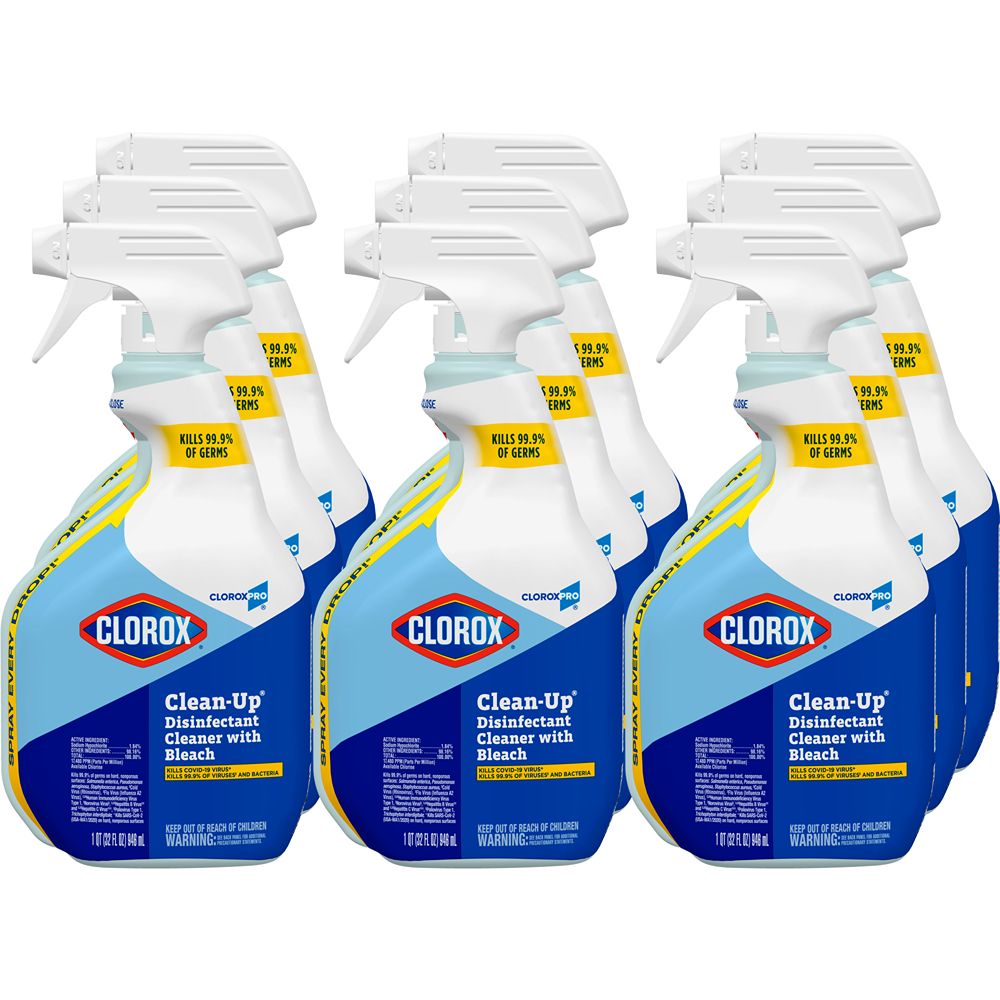 CloroxPro Clorox Clean-Up Disinfectant Cleaner with Bleach Spray, 32 oz., Nature Scent, 9/Case