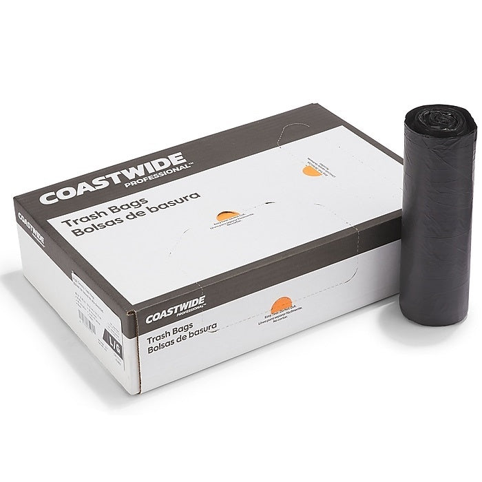 Coastwide Professional 40-45 Gallon Trash Bag, 40" x 48", High Density, 22 mic, Black, 150 Bags/Box