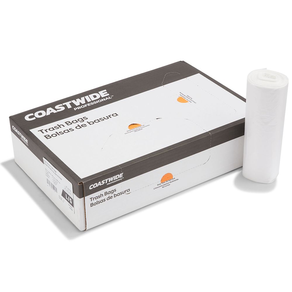 Coastwide Professional™ 55-60 Gallon Trash Bag, 38" x 60", High Density, 14 mic, Natural, 200 Bags/Box