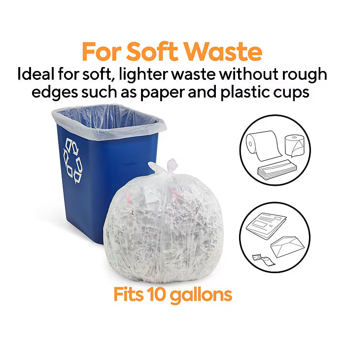 Coastwide Professional™ 10 Gallon Trash Bag, 24" x 24", High Density, 6 mic, Natural, 1000 Bags/Box