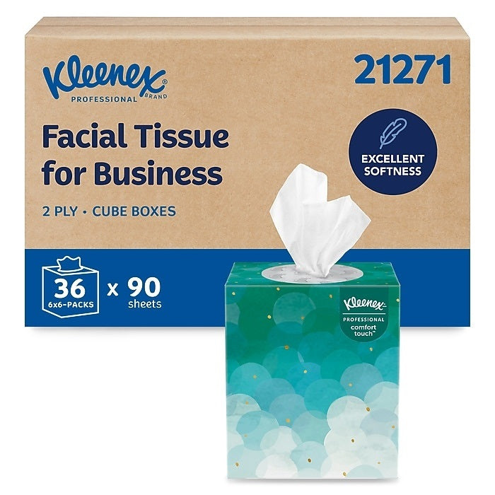 Kleenex Professional Cube Facial Tissue, 2-ply, White, 90 Sheets/Box, 36 Boxes/Case